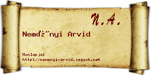 Neményi Arvid névjegykártya